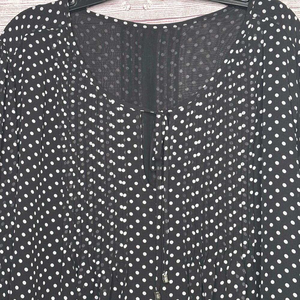Tommy Hilfiger Plus Printed Pintucked Classic Polka Dot Georgette Top Size 4X - Picture 4 of 11